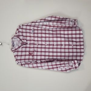 COLUMBIA PFG Super Tamiami Red White Plaid Long Sleeve Button Down Fishing Shirt